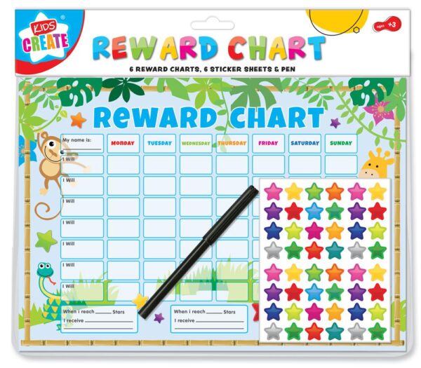 Jungle-Themed Reward Charts for Children with Stickers and Pen