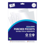 Just Stationery 40 Clear Plastic Punched Pockets
