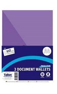 Just Stationery Assorted Polyfile Wallets with Stud Closure, Pack of 3