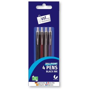 Just Stationery Ballpoint Pens Pack of 4