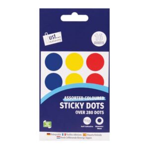 Just Stationery Colorful Adhesive Dots Pack, 16 Sheets of 18 Dots Each