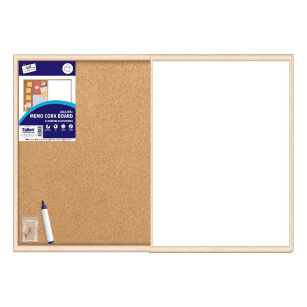 Just Stationery Dual Surface Cork and Dry Erase Board, 450mm x 300mm