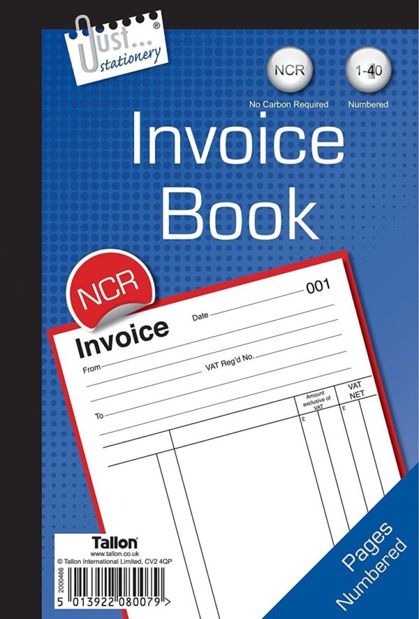 JUST STATIONERY INVOICE BOOK, 40 PAGES