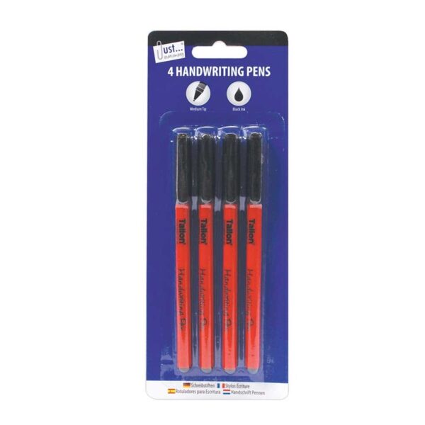 Just Stationery Pack of 4 Black Handwriting Pens