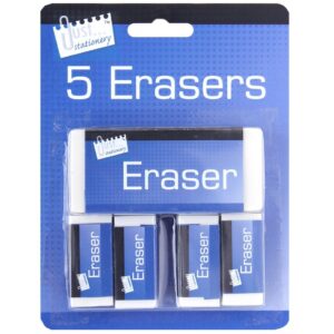 JUST STATIONERY PACK OF 5 WHITE ERASERS