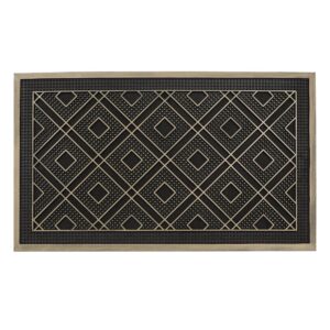 JVL Havana Rubber Diamond Pattern Door Mat, 45 x 75 cm