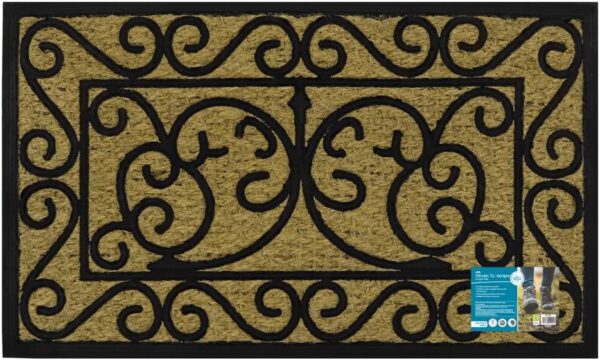 JVL Woven TuffScrape Scroll Design Door Mat 45cm x 75cm