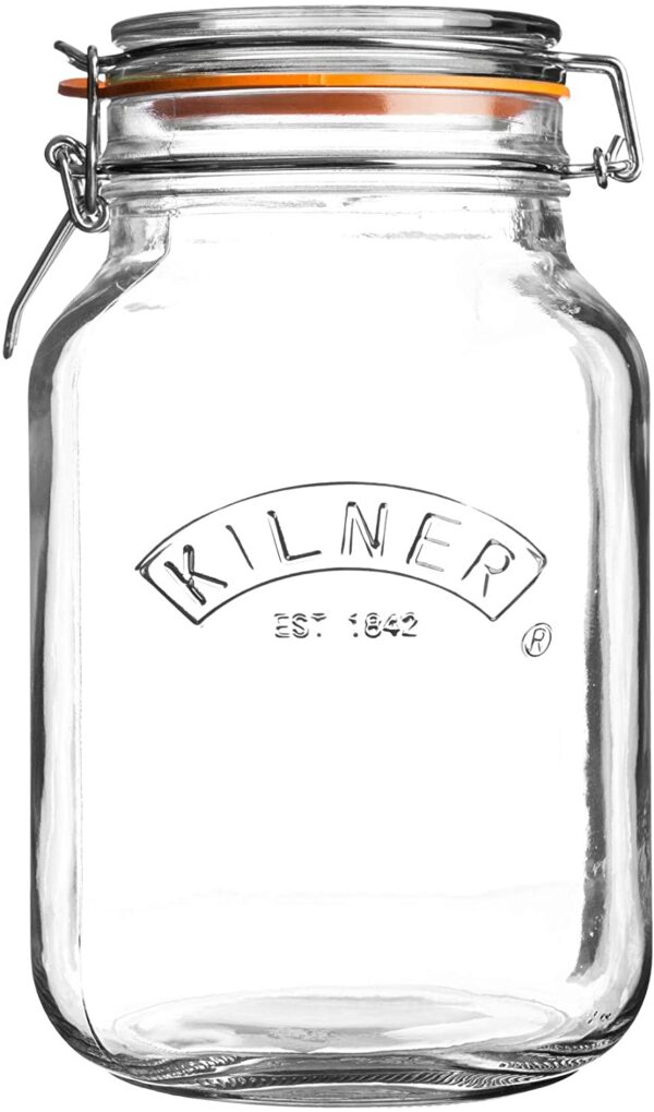 KILNER 2 LITRE CLEAR SQUARE CLIP TOP JAR