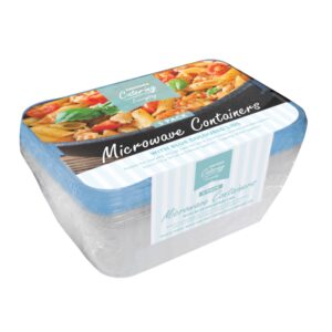 Kingfisher 650ml Reusable Microwave Food Containers with Blue Lids, Pack of 5