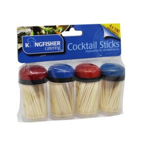 KINGFISHER SET OF 4 PACKS, EACH CONTAINING 100 WOODEN COCKTAIL STICKS