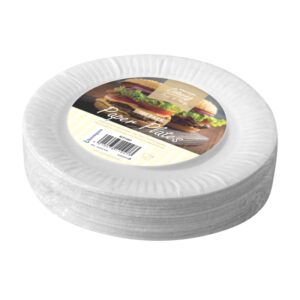 Kingfisher White Disposable 7-Inch Paper Plates, Pack of 100 (18cm)