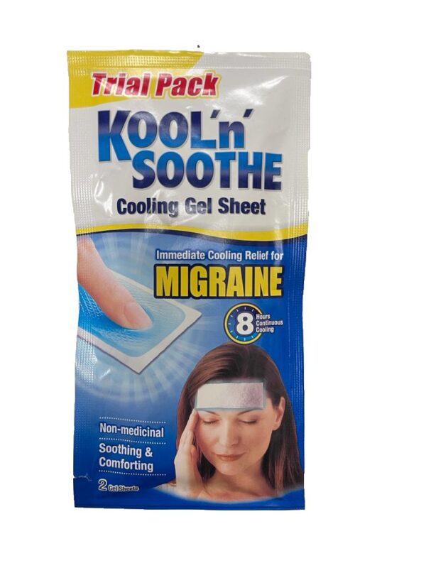 KOOL N SOOTHE Migraine Relief Cooling Gel Sheets, Pack of 2