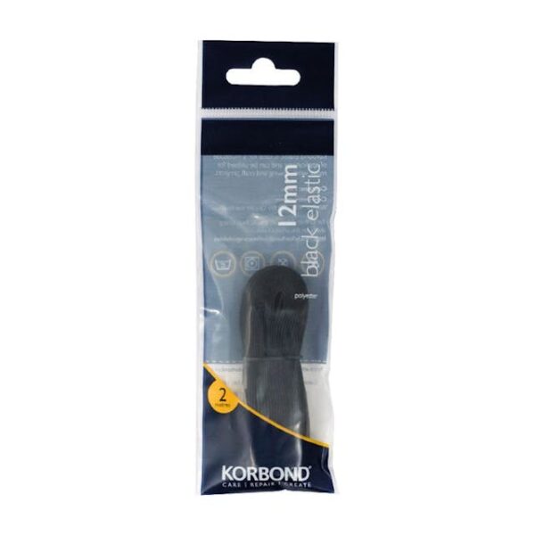 KORBOND 12MM x 2M Black Elastic