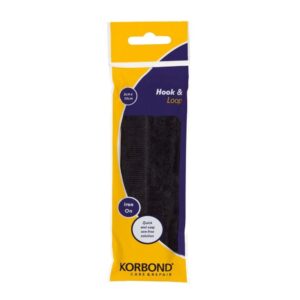 KORBOND BLACK IRON-ON HOOK & LOOP, 2CM X 50CM