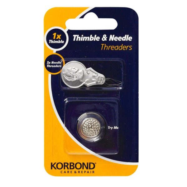 KORBOND SET OF THIMBLE AND 3 NEEDLE THREADERS