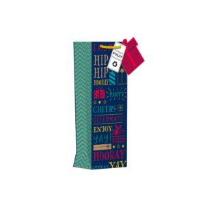 Kraft "Hip Hip" Bottle Gift Bag - Dimensions: 125mm x 355mm x 86mm