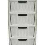 Large 4-Drawer Mobile Storage Tower Unit in Mushroom Color - Rattan Plastic