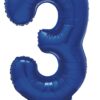 Large Blue 76 cm Standing Foil Number 3 Balloon - Unique Party