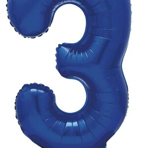 Large Blue 76 cm Standing Foil Number 3 Balloon - Unique Party