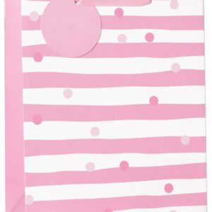 Large Gift Bag - Pastel Pink with Dots, 260mm x 321mm x 125mm