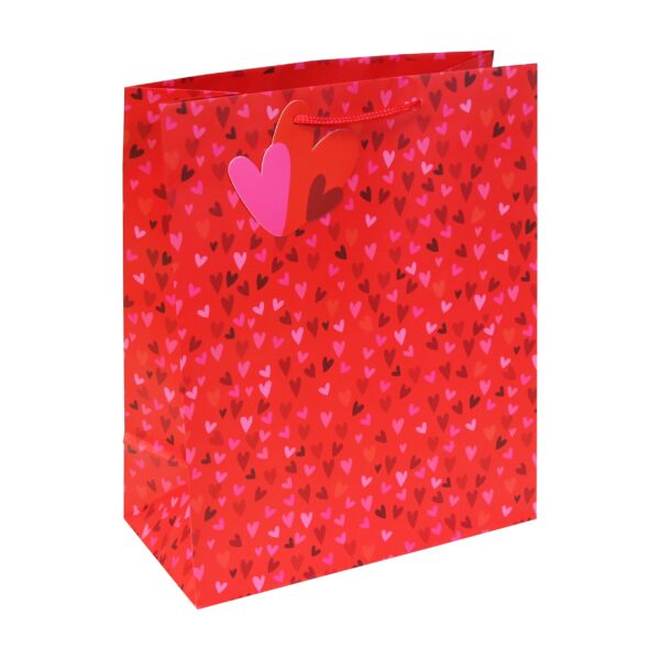 Large Gift Bag with Mini Hearts for Valentine's Day