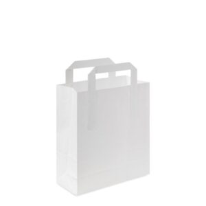 Large White Kraft Paper Carrier Bag with Handle - 250 Pack (25 x 29 x 13.5 cm)