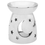 Leonardo Gray Ceramic Wax Melt/Oil Burner with Moons & Stars Design