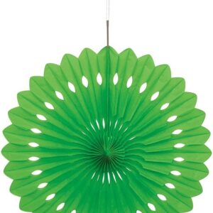 Lime Green Tissue Paper Fan Decoration - Unique Party, 40cm