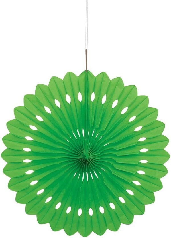 Lime Green Tissue Paper Fan Decoration - Unique Party, 40cm