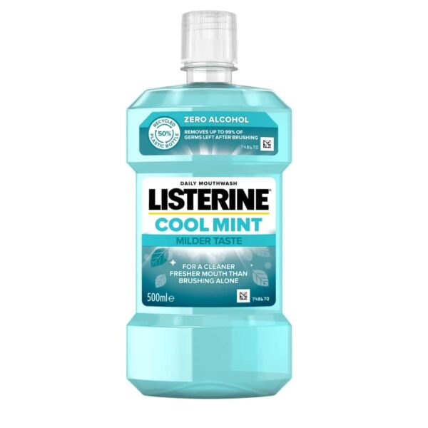 Listerine Zero Alcohol Cool Mint Mouthwash, 500ml