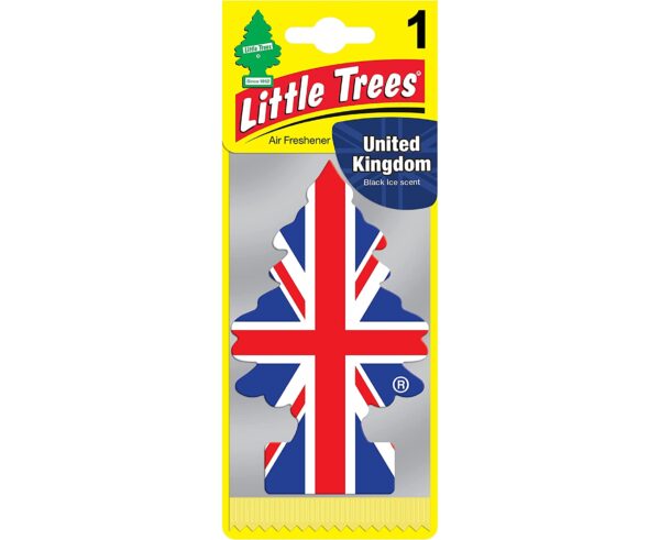 LITTLE TREES CAR AIR FRESHENER - UNION JACK FLAG WITH BLACK ICE SCENT