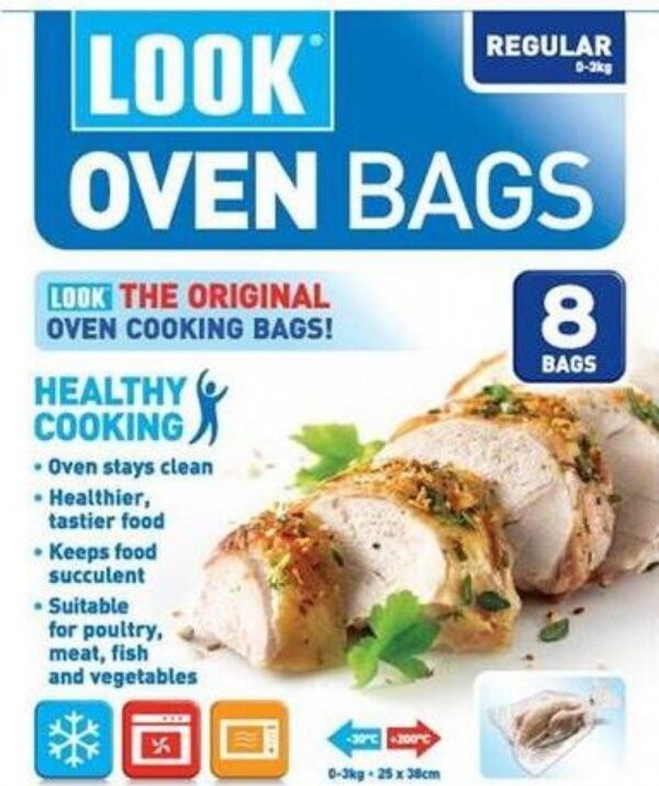 Look Healthy Regular Cooking Oven Bags 0-3 kg - Pack of 8