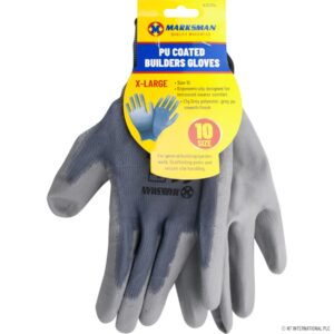 MARKSMAN 13G Grey Polyester Gloves with Smooth PU Coating, 10 Inch