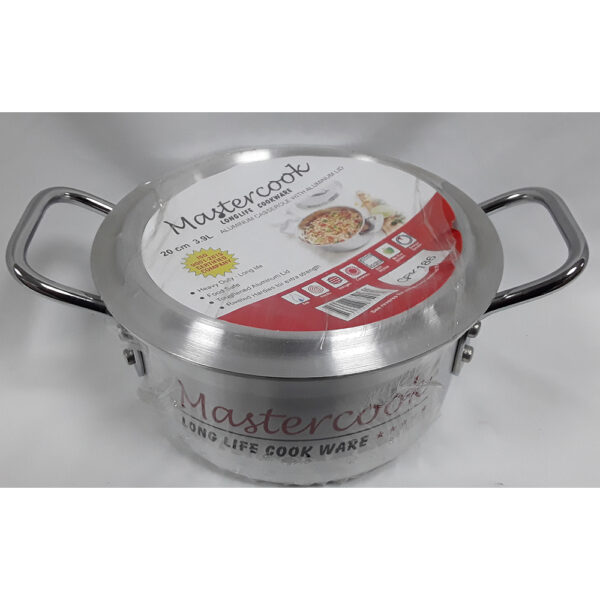 MasterCook 20cm Aluminum Casserole with Lid, Size No. 2, 3.9L Capacity