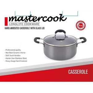 MASTERCOOK 22CM CASSEROLE WITH GLASS LID, 3.52L CAPACITY