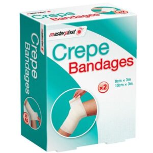 MasterPlast Crepe Bandages are typically used for supporting and securing injuries, such as sprains and strains. The 2 Pack indicates that the purchase includes two bandages....