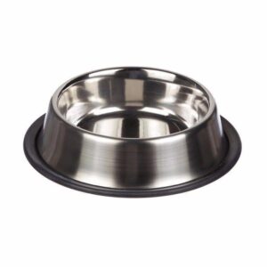 **Material**: The bowl is made of steel, which is a durable and easy-to-clean material, making it suitable for pet feeding