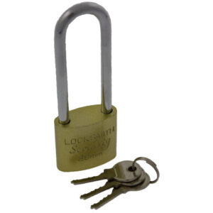 **Material**: The padlock is usually made from durable materials like hardened steel to resist cutting and sawing