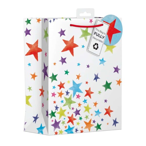 Medium Gift Bag - Bright Stars Design, Size: 215x265x100mm