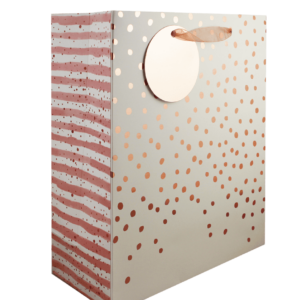 Medium Gift Bag with Rose Gold Dots, Dimensions: 215mm x 265mm x 100mm