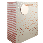 Medium Gift Bag with Rose Gold Dots, Dimensions: 215mm x 265mm x 100mm