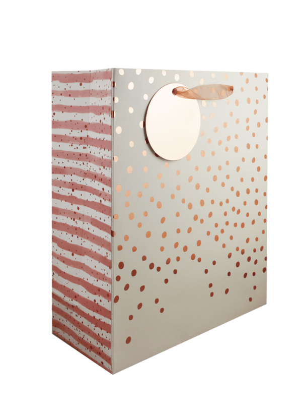 Medium Gift Bag with Rose Gold Dots, Dimensions: 215mm x 265mm x 100mm