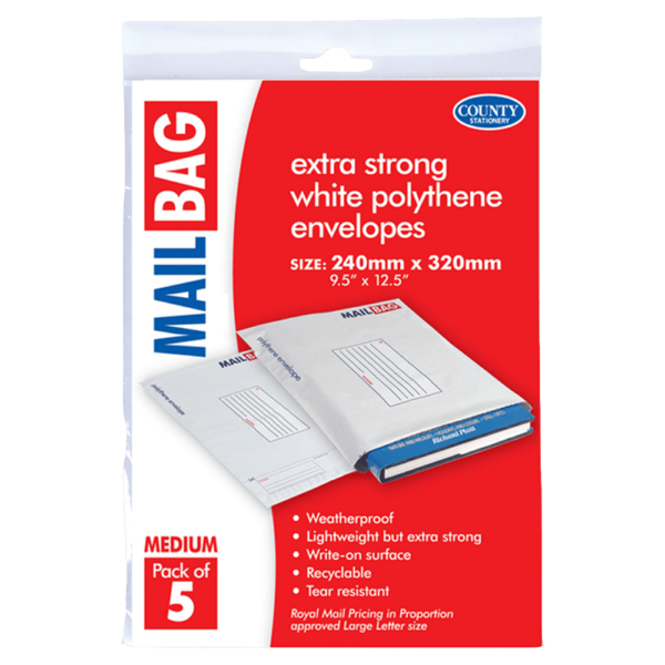 Medium Mail Bag Retail Packs - 240 x 320mm, Set of 5