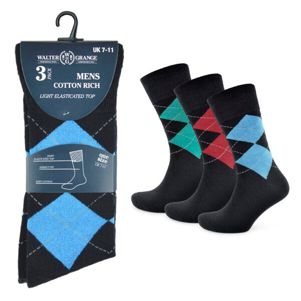 Men's Argyle Soft Top Socks - Pack of 3