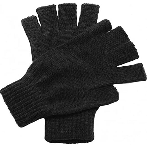 Men's Black Fingerless Thermal Gloves, 12-Pack