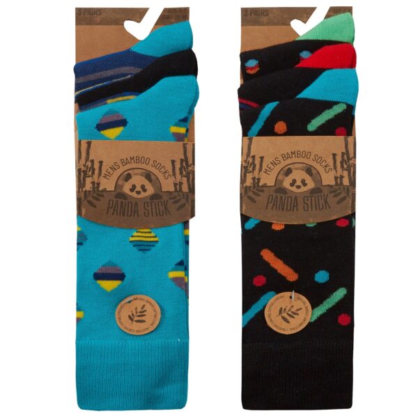 Men's Geo Pattern Socks with Bamboo Design (3 Pairs)