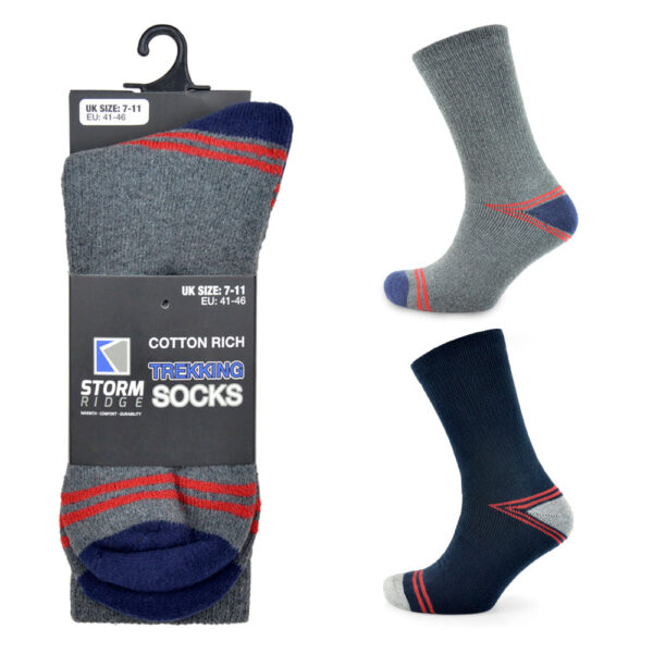 Men's Hiking Socks with Contrasting Heel and Toe, Single Pair