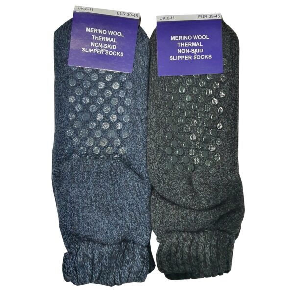 Men's Merino Wool Grip Thermal Slipper Socks (1 Pair)