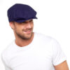 Men's Navy Blue Cotton-Linen Flat Cap