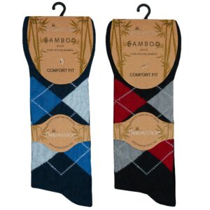 Men's Non-Elastic Top Socks with Bamboo Argyle Design